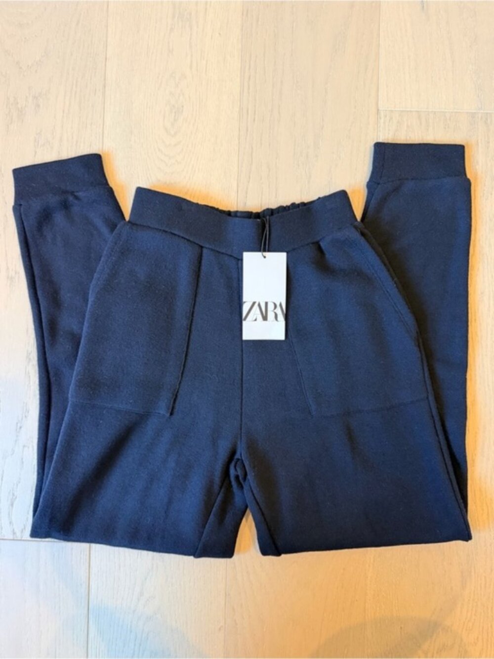 Zara Black Knit Jogger Pants Size M NWT